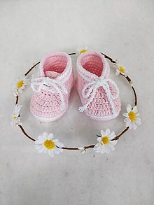Detské topánky - Háčkované topánočky - ružové tenisky - 15718154_