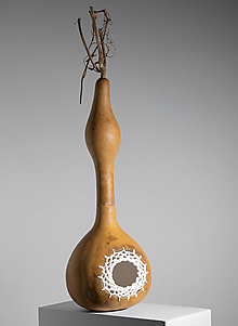 Svietidlá a sviečky - Gourd #G07 | Kalabasa, prírodná drevená lampa a dekorácia - 15719517_