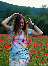 Topy, tričká, tielka - Dámske tričko batikované, maľované TAKÉ MAKOVÉ - 15721055_