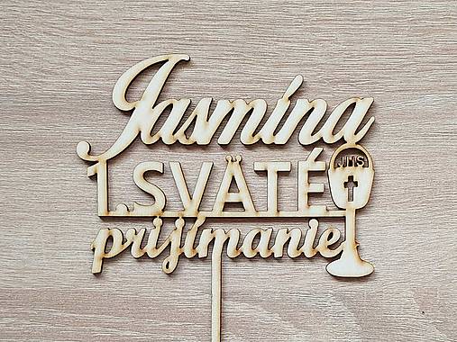 Drevený zapich na 1.sväté prijímanie kalich s menom 15cm