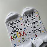 Ponožky, pančuchy, obuv - Maľované ponožky pre PANI UČITEĽKU biele členkové - 15721444_