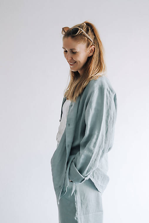 Blúzky a košele - Ľanová košeľa oversized - Vrana - 15721546_