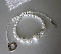 Náhrdelníky - Biely náhrdelník zo sklenených perál pre nevestu - 15720884_