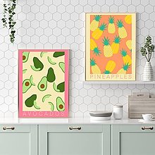 Grafika - Avokáda (Avocados) retro farebný minimalistický print (plagát) (PDF Set 2 - Avocados + Pineapples plagáty) - 15721298_