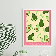 Grafika - Avokáda (Avocados) retro farebný minimalistický print (plagát) (Avocados plagát A4 vytlačený) - 15721304_