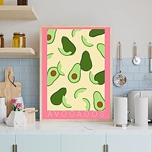 Grafika - Avokáda (Avocados) retro farebný minimalistický print (plagát) (Avocados plagát A3 vytlačený) - 15721309_