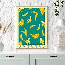 Grafika - Banány (Bananas) retro farebný minimalistický print (plagát) - 15721331_