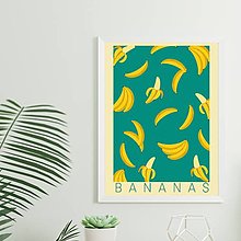 Grafika - Banány (Bananas) retro farebný minimalistický print (plagát) (PDF Bananas plagát) - 15721333_