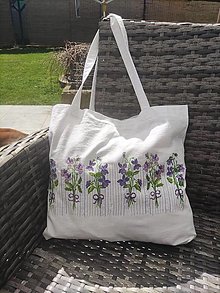 Nákupné tašky - Nákupná plátnená taška fialky - 15721149_