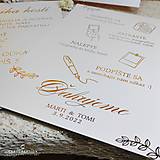 Zlatá informačná kartička - svadobná dekorácia ku knihe hostí