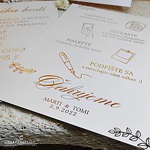 Papiernictvo - Zlatá informačná kartička - svadobná dekorácia ku knihe hostí - 15722070_