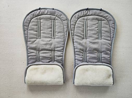 Detský textil - Bugaboo Donkey Twin seat liners / podložky pre dvojičky 100% MERINO TOP Natural 100% ľan šedý - 15724903_
