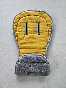 Detský textil - VLNIENKA podložka do kočíka TFK joggster ADVENTURE 2 100% Merino top super wash Grey 100% ľan Yellow žltý - 15724744_