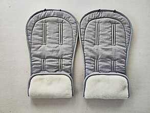Detský textil - Bugaboo Donkey Twin seat liners / podložky pre dvojičky 100% MERINO TOP Natural 100% ľan šedý - 15724903_