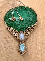 Náhrdelníky - Bohémsky náhrdelník s mesačným kameňom a larimarom - 15725279_