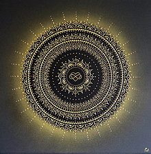 Obrazy - Mandala NEKONEČNÁ LÁSKA A ŠŤASTIE ❤️ (black-gold) 60 x 60 - 15725448_