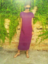 Šaty - 'midi šaty s chrbtovým dekoltom - tmavá mauve' - 15723864_