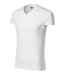 Polotovary - Pánske tričko SLIM FIT V-NECK biela 00 - 15725482_
