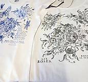 Topy, tričká, tielka - Tričko " Les Roses " v modrej - 15726720_
