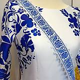 Šaty - Spoločenské šaty Floral Folk - " White & blue " - 15726862_