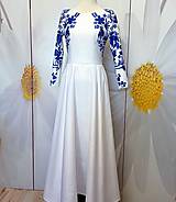 Šaty - Spoločenské šaty Floral Folk - " White & blue " - 15726865_