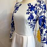 Šaty - Spoločenské šaty Floral Folk - " White & blue " - 15726868_