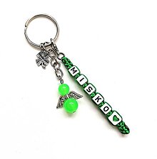 Kľúčenky - Kľúčenka s menom a anjelikom (zelená) - 15727093_