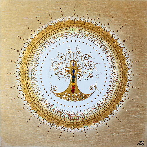 Obrazy - Mandala STROM ŽIVOTA (gold) 40 x 40 - 15726087_
