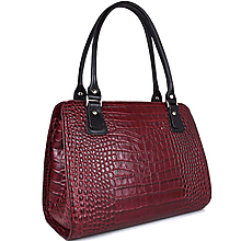 Kabelky - Kožená kabelka z hovädzej kože s dezénom krokodíla v bordovej farbe - 15726710_
