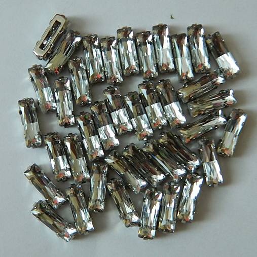  - 14x4 mm štrasové kamienky obdĺžnik krystal sklenené - 15726263_