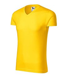 Polotovary - Pánske tričko SLIM FIT V-NECK žltá 04 - 15726509_