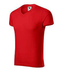 Polotovary - Pánske tričko SLIM FIT V-NECK červená 07 - 15726893_