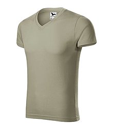 Polotovary - Pánske tričko SLIM FIT V-NECK svetlá khaki 28 - 15726960_