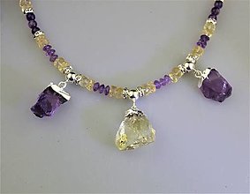 Náhrdelníky - Citrín a ametyst náhrdelník luxusný - 15728676_