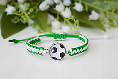 Šnúrkový náramok detský - Football biely-zelený