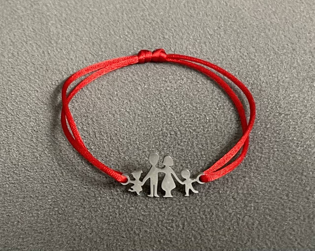 Jednoduchý náramok “rodinka 2+2” z chirurgickej ocele na saténovej šnúrke