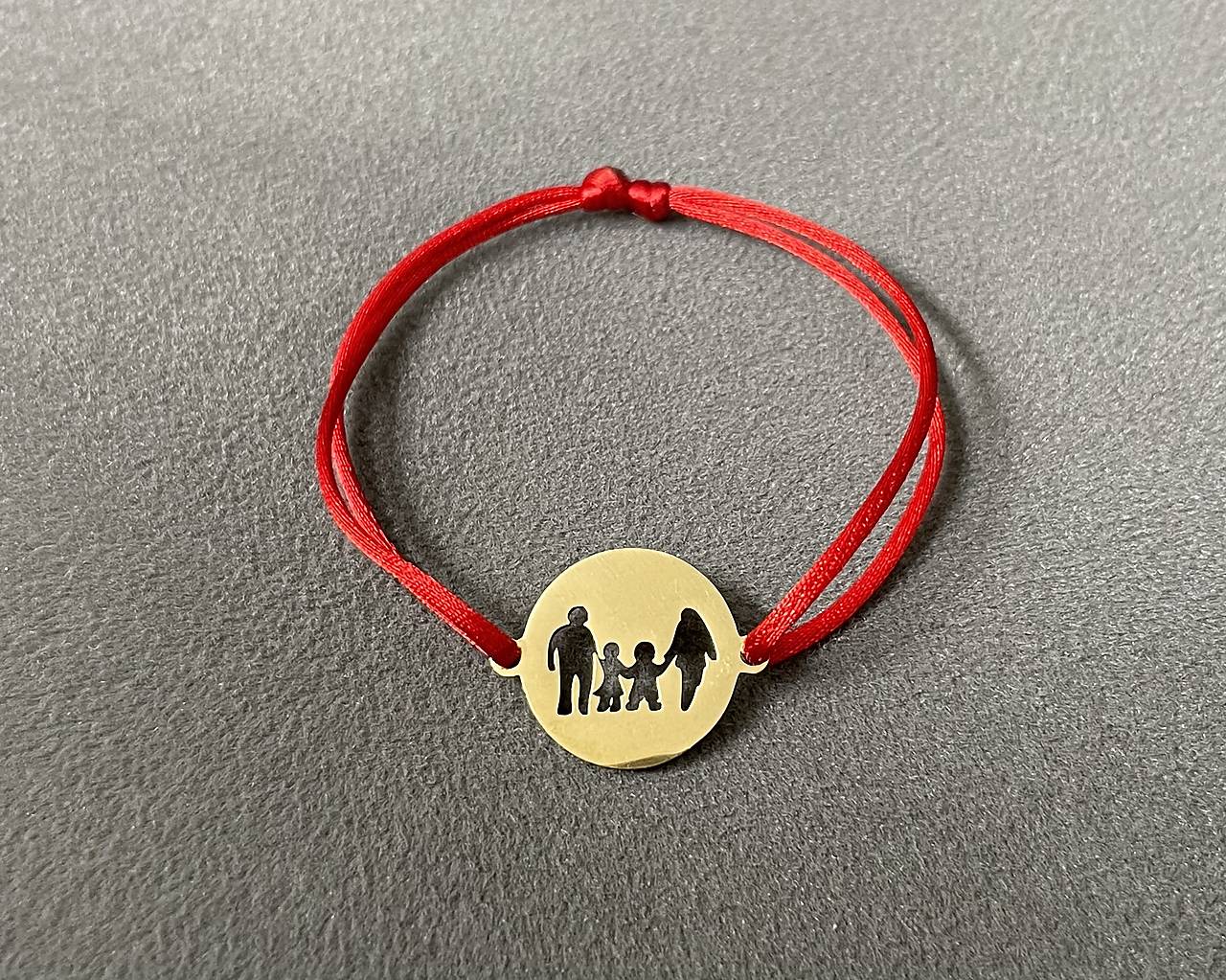 Jednoduchý náramok “rodinka 2+2” z chirurgickej ocele na saténovej šnúrke