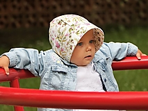 Detské čiapky - Letný detský čepiec ružová záhrada ivory - 15730355_