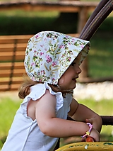 Detské čiapky - Letný detský čepiec ružová záhrada ivory - 15730358_