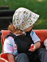 Detské čiapky - Letný detský čepiec ružová záhrada ivory - 15731339_