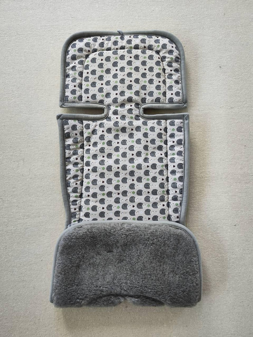 Detský textil - Vlnienka Podložka do kočíka X-LANDER X-MOVE 100% ovčie rúno MERINO TOP SUPER WASH Grey Ježko šedý - 15730066_