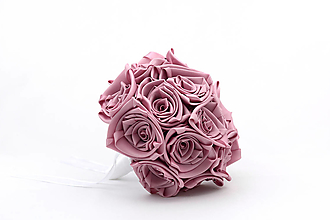 Kytice pre nevestu - Saténová kytica svadobná staroružová ruže (kytica) - 15730015_