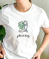 Topy, tričká, tielka - plant lady | vyšívané tričko - 15730702_