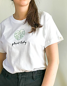Topy, tričká, tielka - plant lady | vyšívané tričko - 15730636_