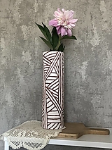 Dekorácie - Váza s geometrickým ornamentom - ružová - 15730609_