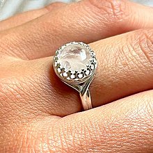 Prstene - Natural Rose Quartz AG925 Ring / Strieborný prsteň s prírodným ruženínom E012 - 15732153_