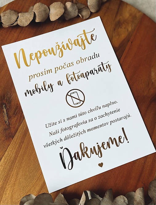 Papiernictvo - Zákaz fotiek A5 - Kartička ZLATÁ - 15731975_