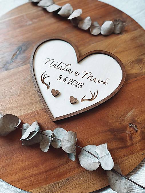 Prstene - Tanierik na obrúčky srdiečko parohy - 15733418_