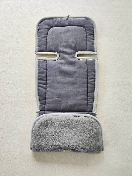 Detský textil - Vlnienka Podložka do kočíka X-LANDER X-MOVE 100% ovčie rúno MERINO TOP SUPER WASH Grey 100% ľan Antracit - 15732604_