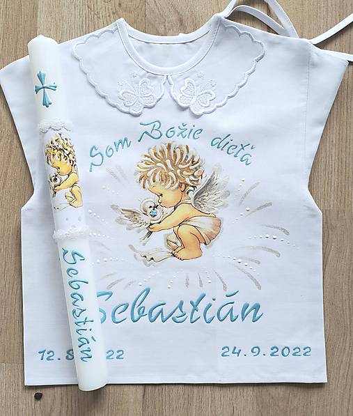 Detské oblečenie - Košieľka na krst + sviečka  - 15733371_